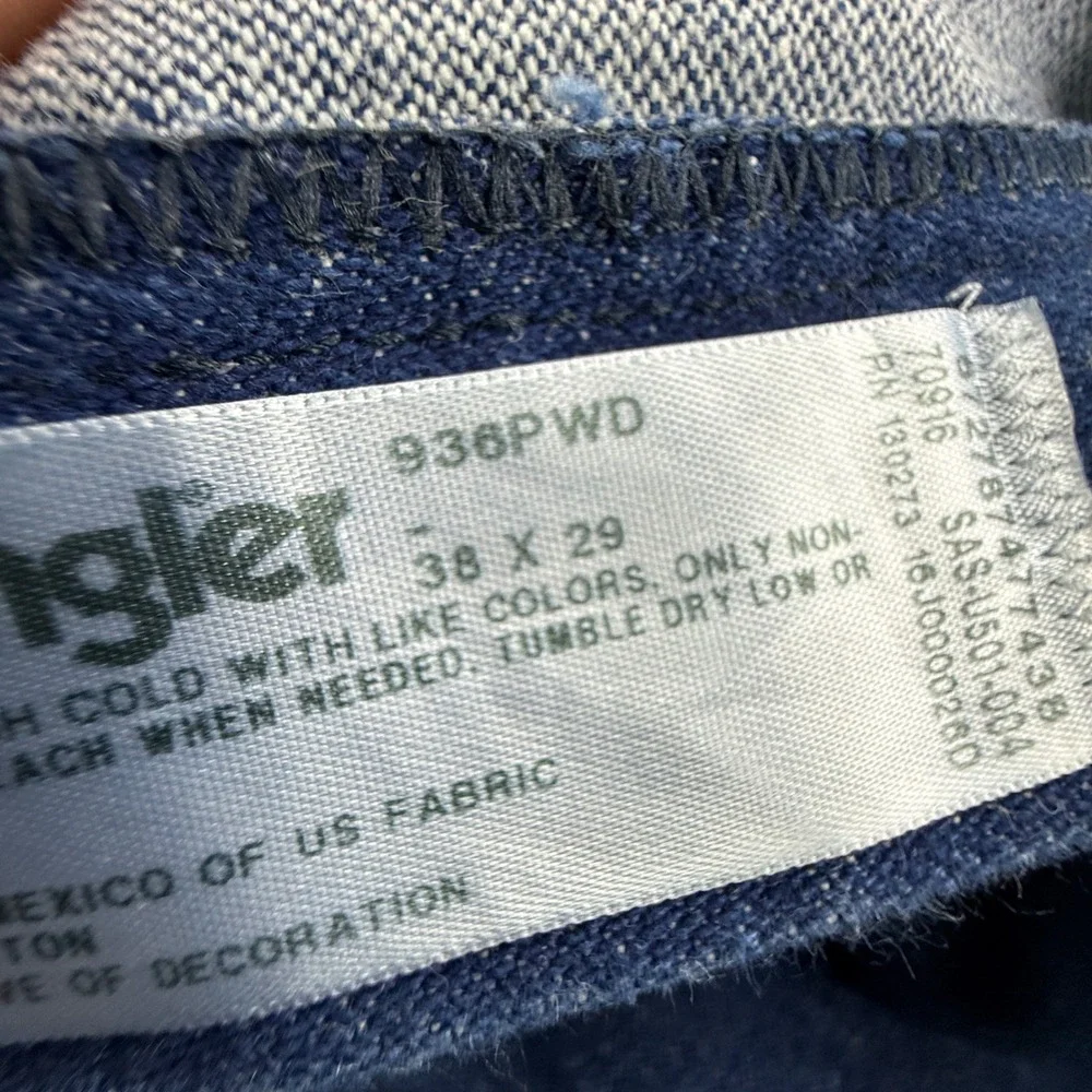 Wrangler 936PWD Cowboy Cut Slim Fit Jeans Mens 38x29 Blue Indigo Denim Straight